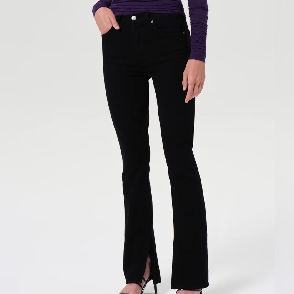 NWT AGOLDE Ingram High Rise Split Hem Skinny Jeans Black‎ Size 23 / 000